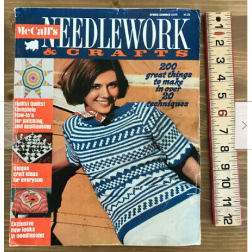 Vtg McCall's Needlework Crafts Magazine Spr/Sum 1974 Knit Crochet Sew Retro Ads